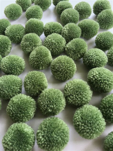 Moss Green Yarn Pom Poms 1 Inch Decorative Ball Jewelry Etsy