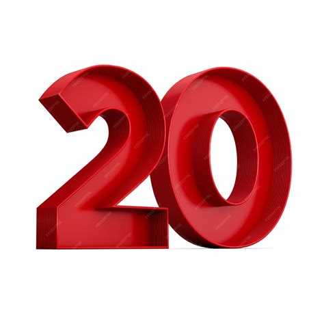 Premium Photo | 3d illustration of red number 20 or twenty inner shadow ...