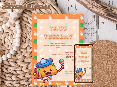 Taco Tuesday Invitation Editable Canva File - Etsy