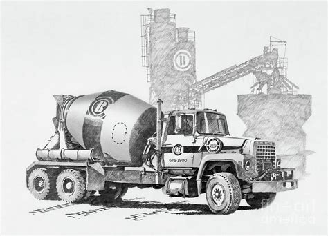 Cement Truck Drawing at PaintingValley.com | Explore collection of ...