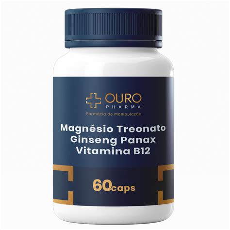 MAGNÉSIO TREONATO 500MG GINSENG PANAX 100MG VITAMINA B12 1000MCG 60