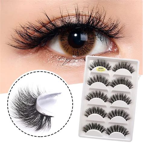 5 Pairs 1 Box Mink Eyelashes Natural Long 3d Mink Lashes Hand Made False Lashes Plastic Cotton