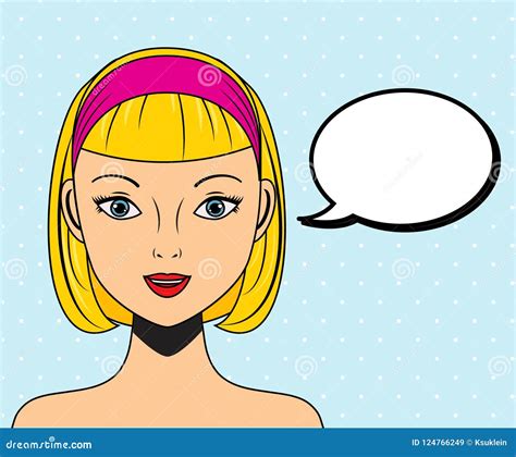 Attractive Pop Art Woman With Empty Speech Bubble Blonde Female Face