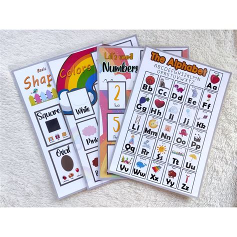 15 Pieces Bundle Educational Chart A4 Size Laminated Shopee Philippines