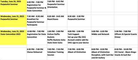 2023 Schedule at a Glance