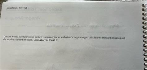 Solved Experiment Report Sheet Vinegar Analysis Desk No Chegg