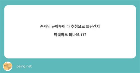 순자님 규야투어 다 추첨으로 돌린건지 여쭤바도 되나요 Peing 質問箱