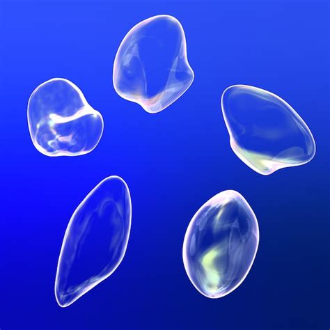 Premium PSD | A group of clear glass objects are shown on a blue ...