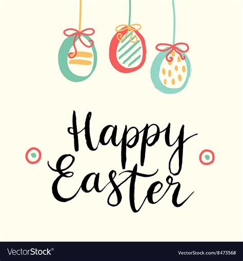 Happy Easter Cards With Easter Eggs And Font Vector Image