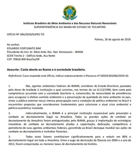 Em Carta Aberta Servidores Do Ibama Listam Medidas Para Impedir