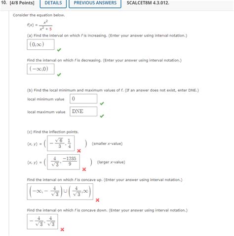 Solved 10 4 8 Points DETAILS PREVIOUS ANSWERS SCALCET M Chegg