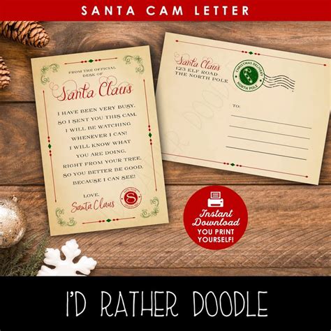 Santa Cam Formal Letter Printable Formal Letter From Santa 4x6 Santa