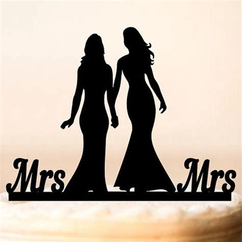 Lesbian Wedding Cake Topper Homosexual Couple Mrs And Mrs Acrylic Cake