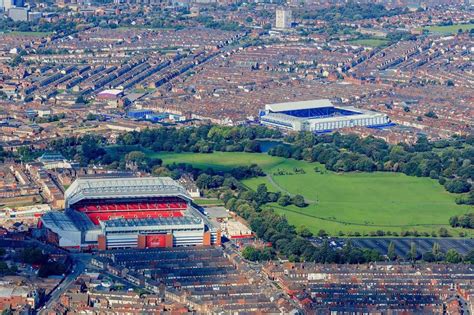 The stadiums of Liverpool FC and Everton FC in the city of Liverpool ...