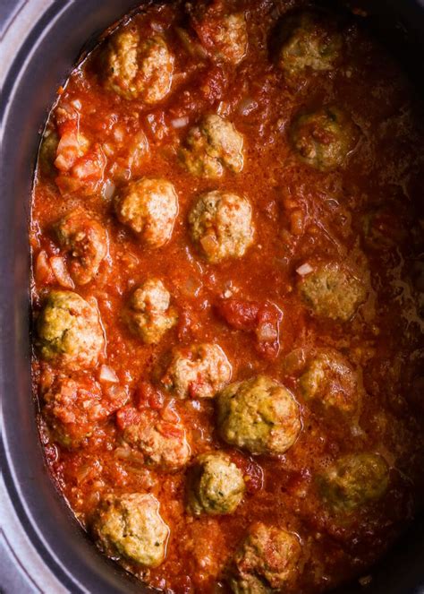 Slow Cooker Turkey Meatballs In Marinara Sauce Wholesomelicious