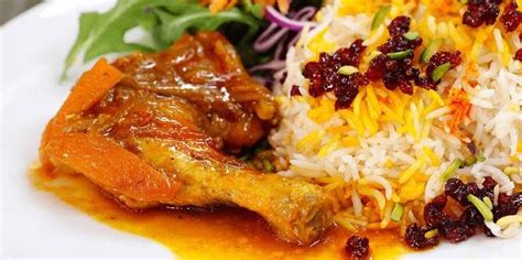 zereshk polo ba morgh barberry rice  chicken recipe  food