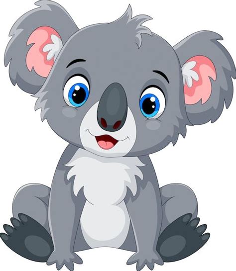 cartoon koala bear sitting down with big blue eyes