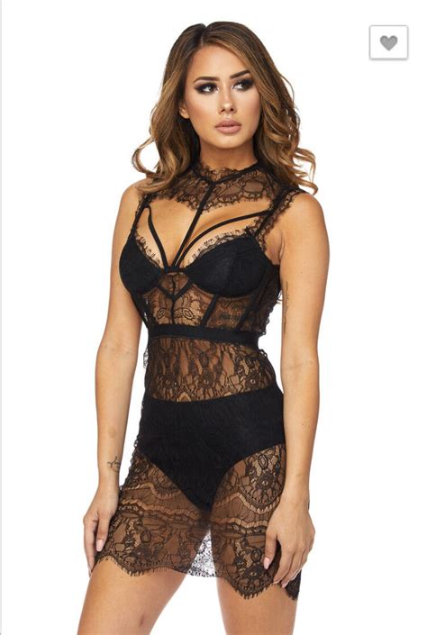 SEXY Sheer Eyelash Lace Scalloped Cage Bustier Bodycon Mini Lingerie