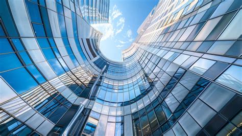 A Stunning Architectural Photograph Showcasing Modern Glass Skyscrapers