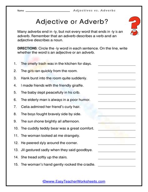 Adverb Or Adjective Worksheets K5 Learning Worksheets Library