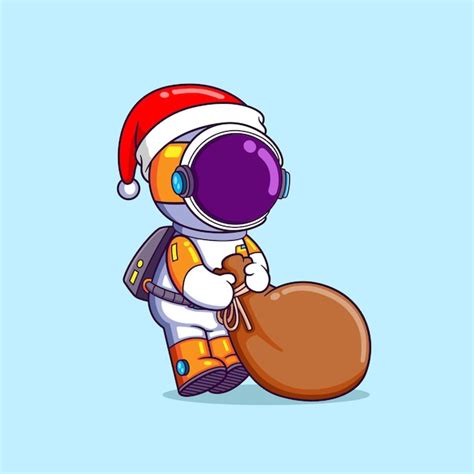 O Astronauta Do Papai Noel Est Segurando Muitos Presentes Para As