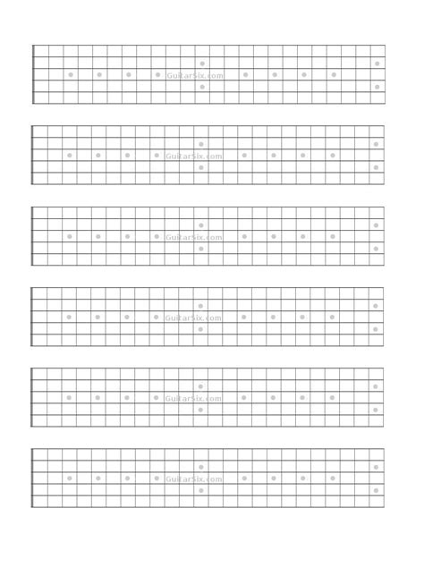 Blank Printable Guitar Fretboard Paper