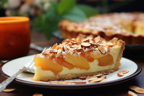 Almond Tart With Caramelized Apples Premium Ai Generated Image