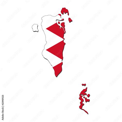 Bahrain map flag with shadow on white illustration Stock Illustration ...