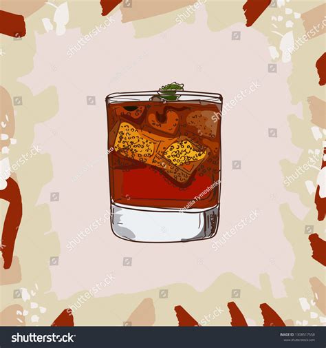 Whiskey Cola Cocktail Illustration Alcoholic Bar Stock Vector Royalty