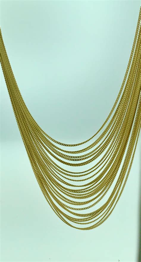 Gucci Karat Gold Multi Strand Long Lariat Necklace Diamond Clasp