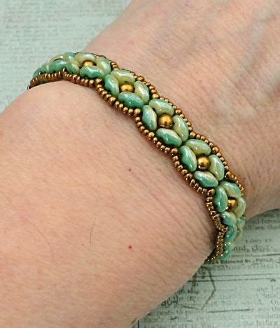 Superduo Rosette Bracelet Seed Beads Miyuki Light Bronze L