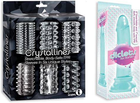 Amazon Sex Toy Gift Set Bundle Of Crystalline Tpr Cock Sleeves Pack Clear And Icon