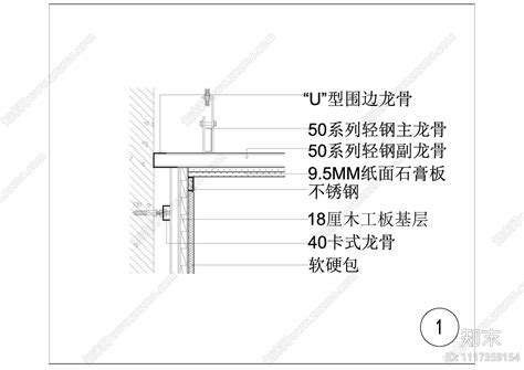 墙面软硬包与顶面石膏板乳胶漆收口大样图库施工图下载【id1117359154】知末案例馆