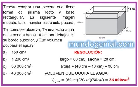 Teresa Compra Una Pecera Que Tiene Forma De Prisma Recto Y Base