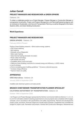 Julian Carroll Resume Link Pdf