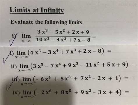 Solved Limits At Infinity Evaluate The Following Limits 3 X3