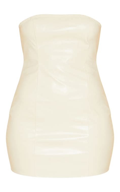 Cream Faux Leather Seam Sleeveless Mini Dress Co Ords Prettylittlething Usa