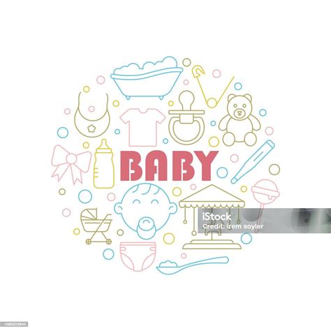 Baby Icons Circle Shape Background Vector Design Stock Illustration ...