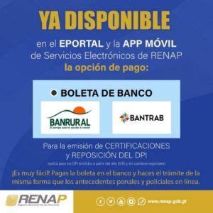 Renap Habilit Nuevo Sistema De Pago En L Nea Para Obtener