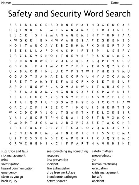 Safe Working Environment Word Search Answers Word Search Printable