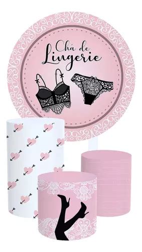 Painel Redondo M Trio De Capas Ch Lingerie Rosa Parcelamento Sem Juros