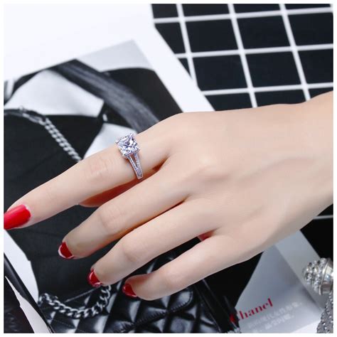 Vente flash Bague fiançailles en argent 925 1000 pour femmes Zircon