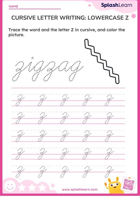 Cursive Letter Writing: Lowercase Z — Printable ELA Worksheet