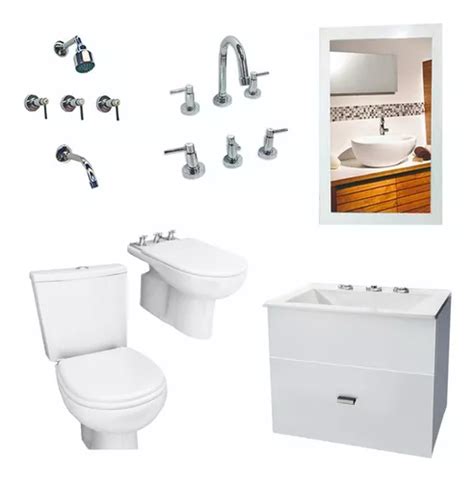 Set Completo Baño Inodoro Lever Griferia Vanitory Blanco50cm