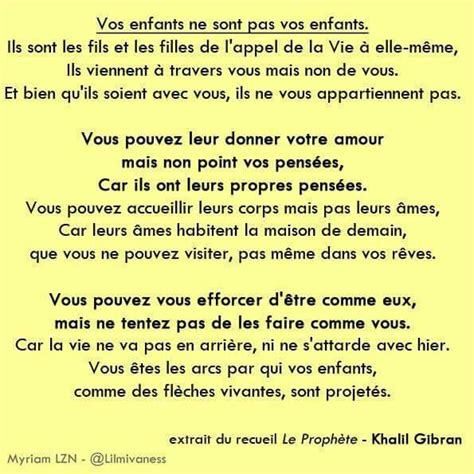 Vos enfants ne sont pas vos enfants extrait du recueil Le Prophète