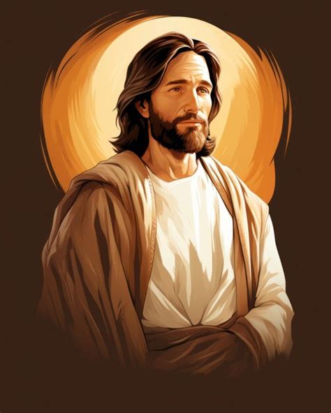 Premium AI Image Jesus Is Standing In Front Of An Orange Sun