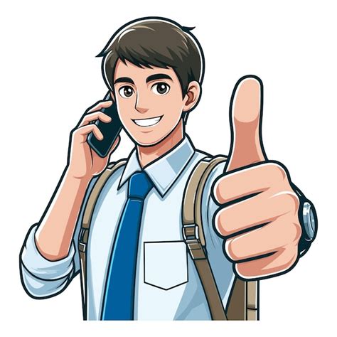 Man Giving Thumbs Up Vector Illustration Happy Guy Showing Ok Gesture Approval Sign Premium Ai