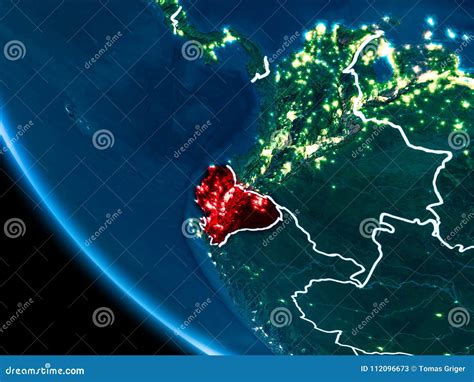 Orbit View Of Ecuador At Night Stock Illustration Illustration Of