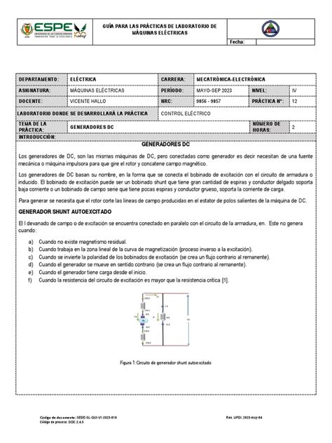 Práctica 12 Generadores Dc Pdf Generador Eléctrico Inductor