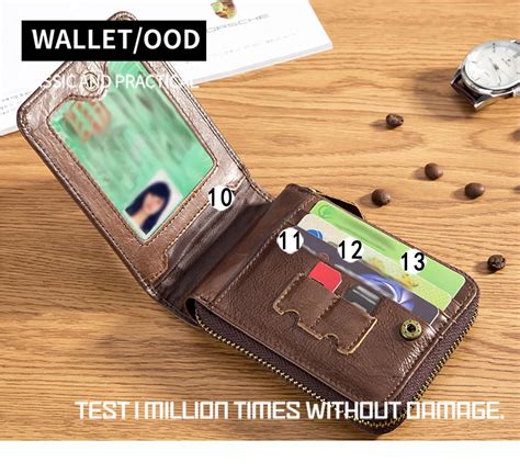 Bullcaptain Rfid Men S Leather Zipper Wallet Zip Around Wallet Bifold